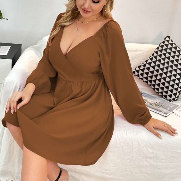 Classic Purple Puff Long Sleeve Mini Dress Party - Picture 10 of 16